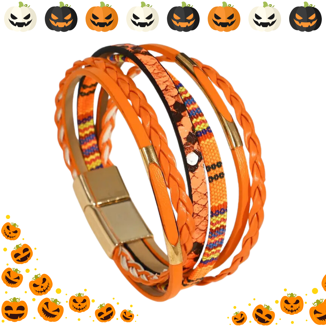 Spooky Chic: Bold Orange Halloween Bracelet